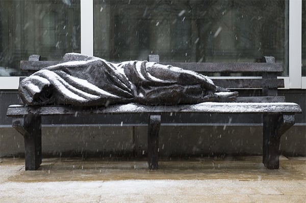 Timothy Schmalz, <em>Homeless Jesus</em>. <br>Photo: Carlos Osorio/Toronto Star via Getty Images.