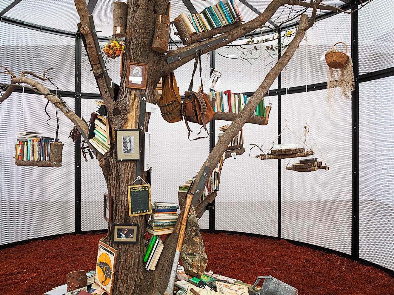 Mark Dion, Library for the Birds of New York, detail, (2016). Photo: courtesy Tanya Bonakdar Gallery.