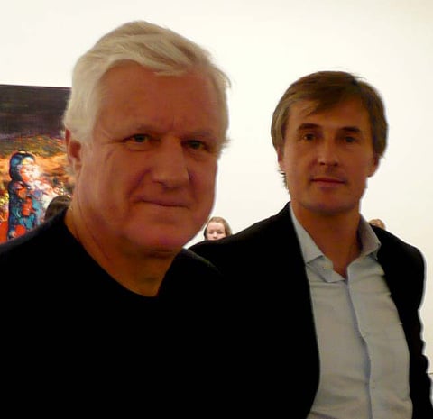 Mick Flick with art dealer David Zwirner.  Photo: artnet magazine
