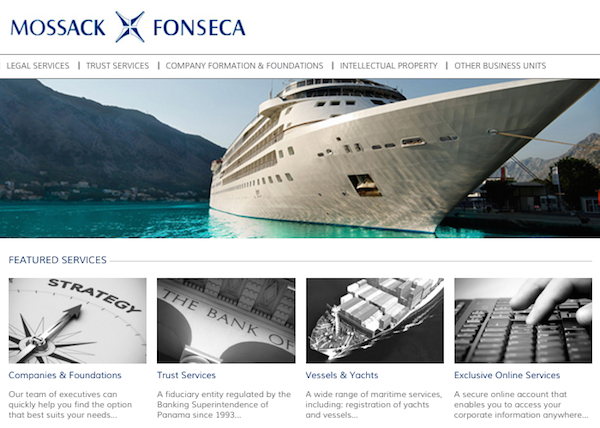 Screen capture from the website of Panamanian law firm Mossack Fonseca