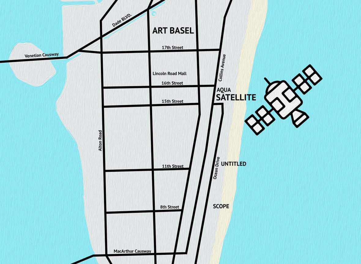 A map showing the second edition of SATELLITE's location in the heart of South Beach. <br>Photo: courtesy SATELLITE.