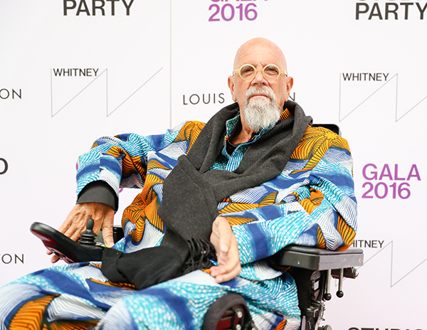 Chuck Close at the Whitney Gala and Studio Party. Courtesy of Neil Rasmus/BFA.