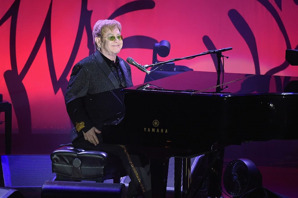 Elton John performs at the Breast Cancer Research Foundation's Hot Pink Party at the Waldorf Astoria Hotel on April 12, 2016 in New York. Photo Theo Wargo/Getty Images for BCRF.