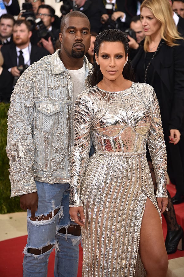 Kanye West and Kim Kardashian attend the 