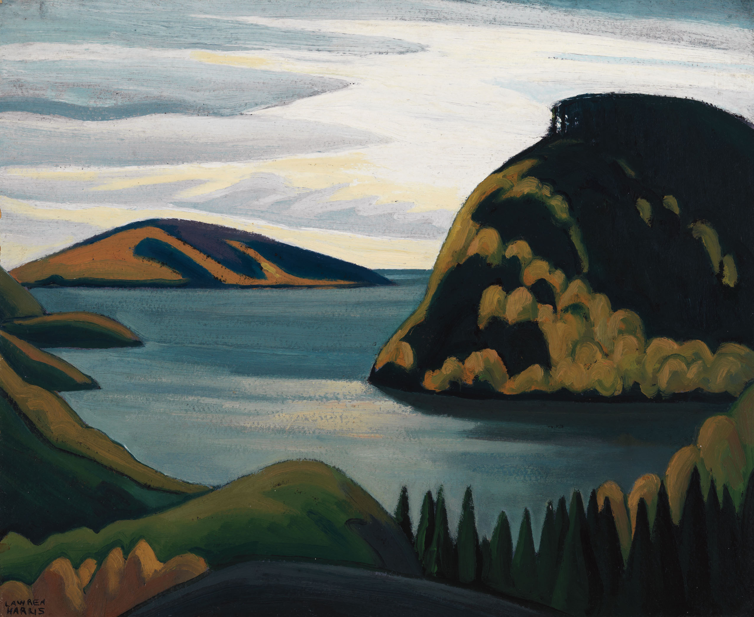 Lawren Harris, <em>Lake Superior, Lake Superior Sketch XXII</em> (circa 1924). Courtesy of Heffel Fine Art Auction House.