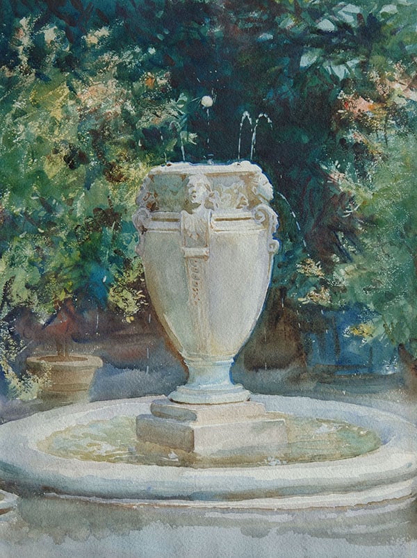 John Singer Sargent, Vase Fountain, Pocantico (1917). Courtesy of a private collector.