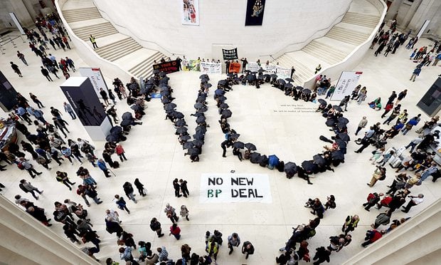 A protest against BP sponsorship at the British Museum last year. Courtesy of Niklas Halle'N/AFP/Getty Images.