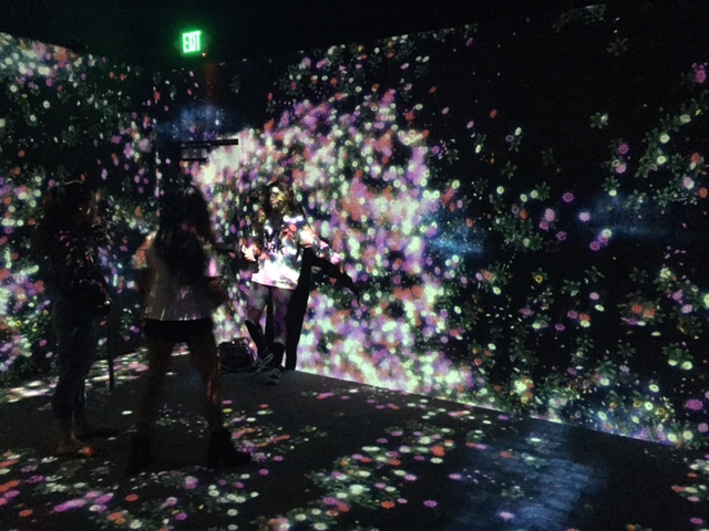Visitors take their photo in teamLab's Flowers and People, Cannot be Controlled but Live Together–A Whole Year per Hour. Image: Ben Davis