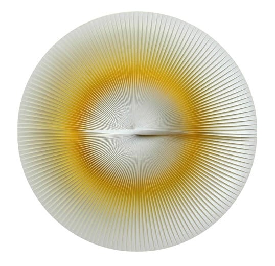 Alberto Biasi, Yellow Variable Round Image (1962–1970). Courtesy of GR Gallery.