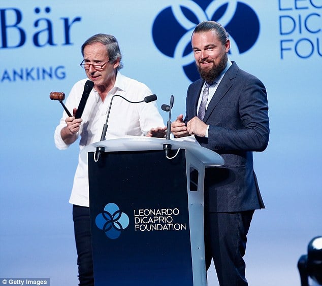 Simon de Pury and Leonardo DiCaprio at the fundraising gala for the Leonardo DiCaprio Foundation in St Tropez, France
