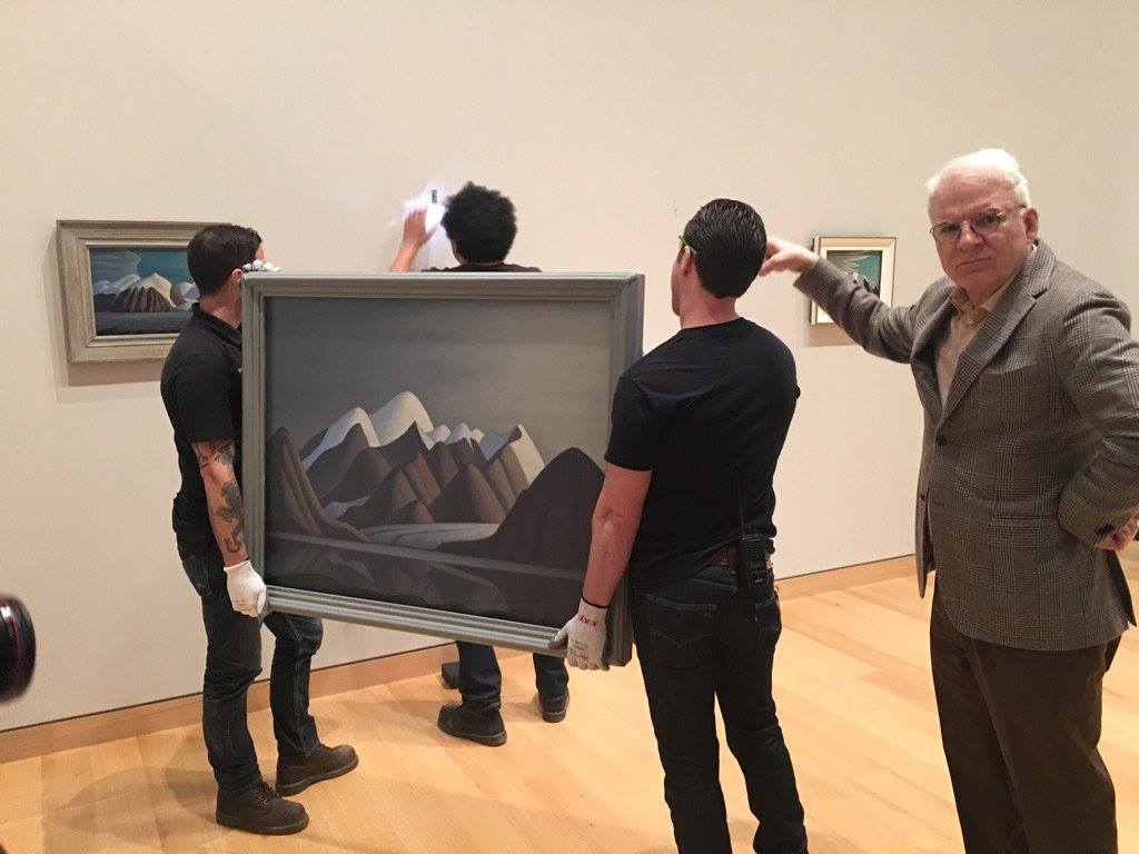 Steve Martin curating a Lawren Harris survey at the Hammer Museum, Los Angeles.