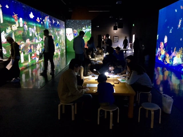 Installation view of the children's section of teamLab's show at Pace Art + Technology. Image: Ben Davis.