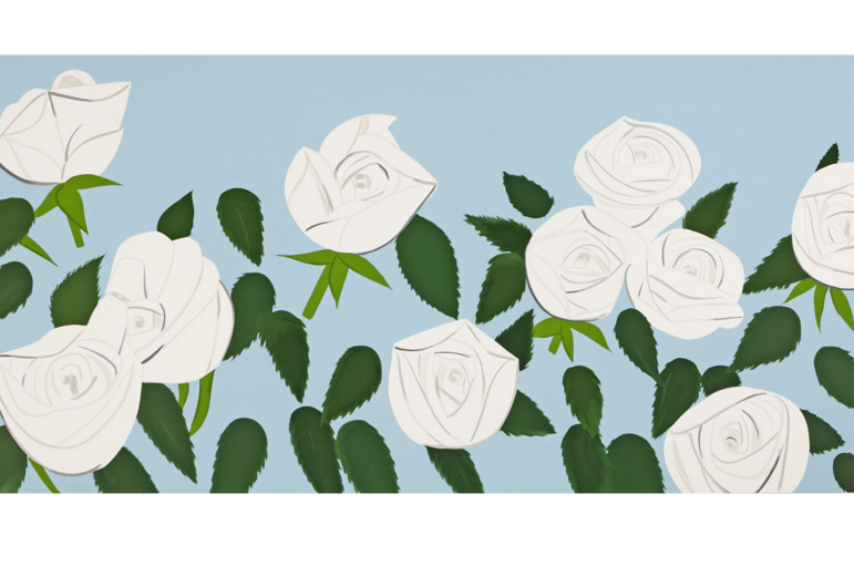 Alex Katz, White Roses (2014). Courtesy of Vertu Fine Art.