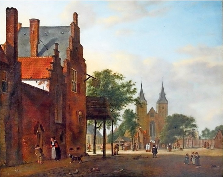 Jan van der Heyden, <i>View of a Dutch square (Holländisches Platzbild)</i>. Now in the possession of the Cathedral Church Association of Xanten, Germany. Courtesy of CLAE.
