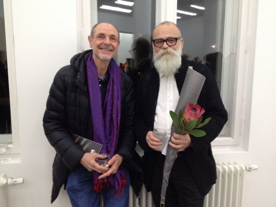 Frank Wagner with AA Bronson at an opening in Berlin in 2015. Photo via Facebook.