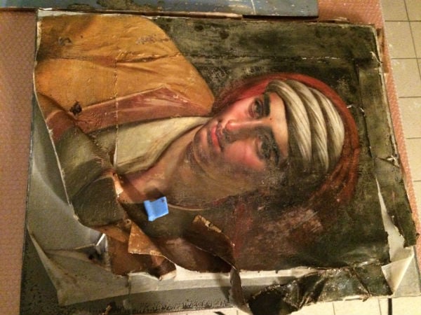 A damaged painting at the Musée Girodet. Photo courtesy Claire Hansen-Béales.