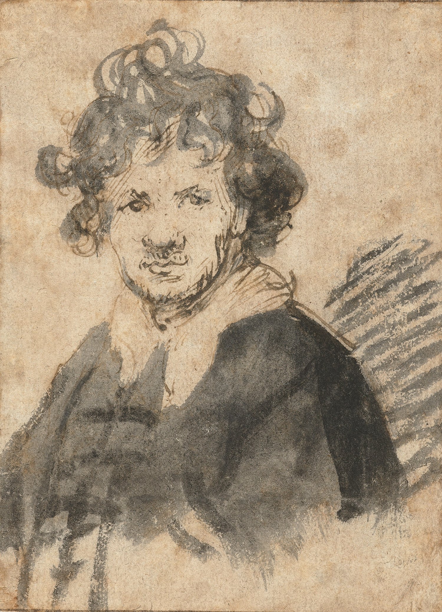 Rembrandt van Rijn (1606-1669), Self- Portrait, ca. 1629, Pen and brown ink and gray wash. Rijksmuseum, Amsterdam.