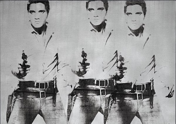 Andy Warhol, Triple Elvis [Ferus Type] (1963), similar to the one at SFMOMA sold for $81.9 million (estimate in the region of $70 million). Courtesy of Christie's.