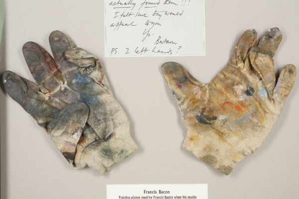 Francis Bacon’s painting gloves. Photograph: Steven McCauley/Chiswick Auctions.