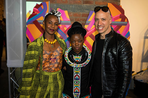 Wangechi Mutu, Zanele Muholi, and Robert Verdi at AFRICA'SOUT!2016. Courtesy of Richard G. Burrowes.