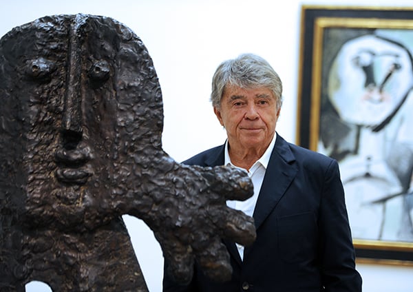 German art collector Frieder Burda poses next to a Pablo Picasso sculpture in the exhibition "Masterpieces of the Museum Frieder Burda" at the Granet museum in Aix-en-Provence. Courtesy photographer Gerard Julien/AFP/Getty Images.