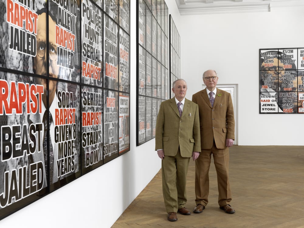 Gilbert & George at an opening of their show at Arndt Gallery in Berlin, 2012. Courtesy of Arndt