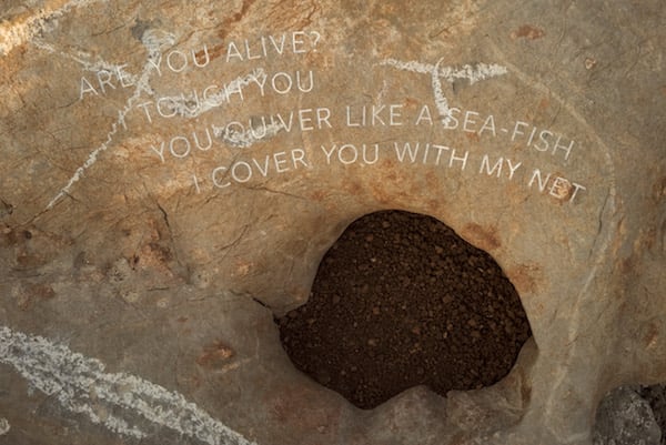 Jenny Holzer, For Ibiza, 2016 (detail). Text: “The Pool” from Collected Poems 1912–1944 by H.D., © 1925 by Hilda Doolittle. Used by permission of New Directions Publishing Corp. ©2016 Jenny Holzer, member Artists Rights Society (ARS), NY. Photo Collin LaFleche.