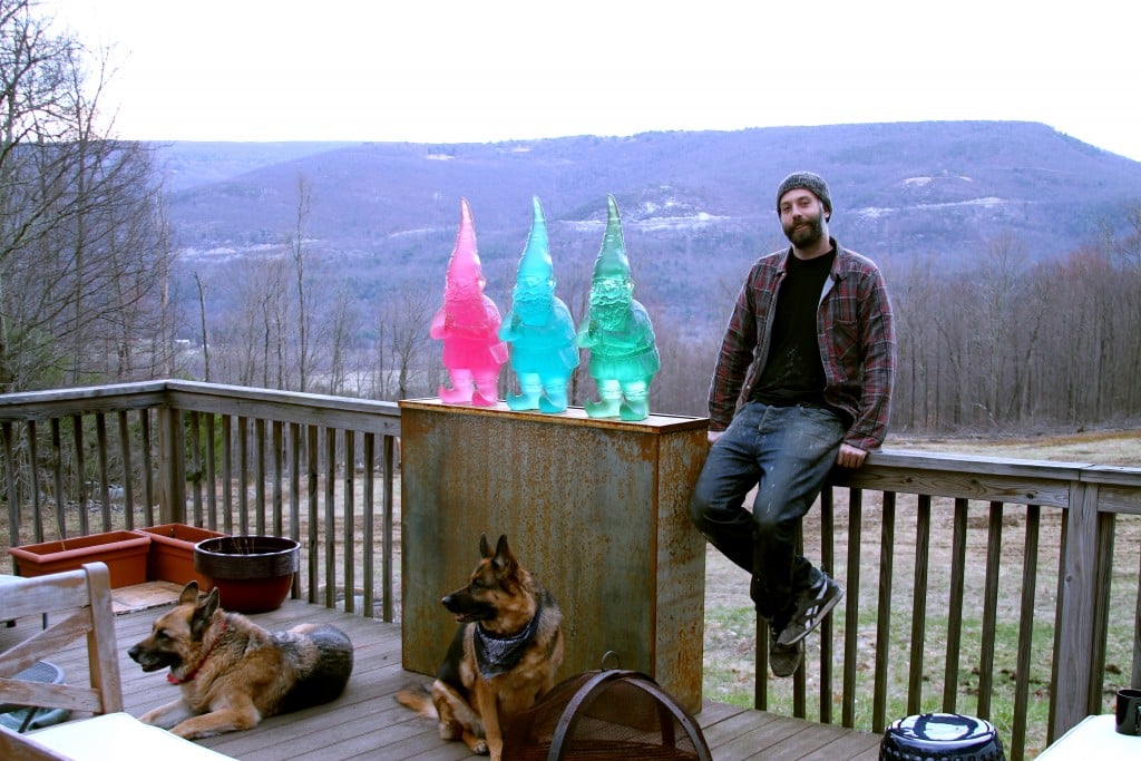 Sam Tufnell with his "Power Gnomes." Courtesy of Sam Tufnell.