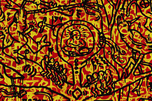Keith Haring, <em>The Last Rainforest</em> (1989), detail showing the baby. Courtesy of Sotheby's London. 
