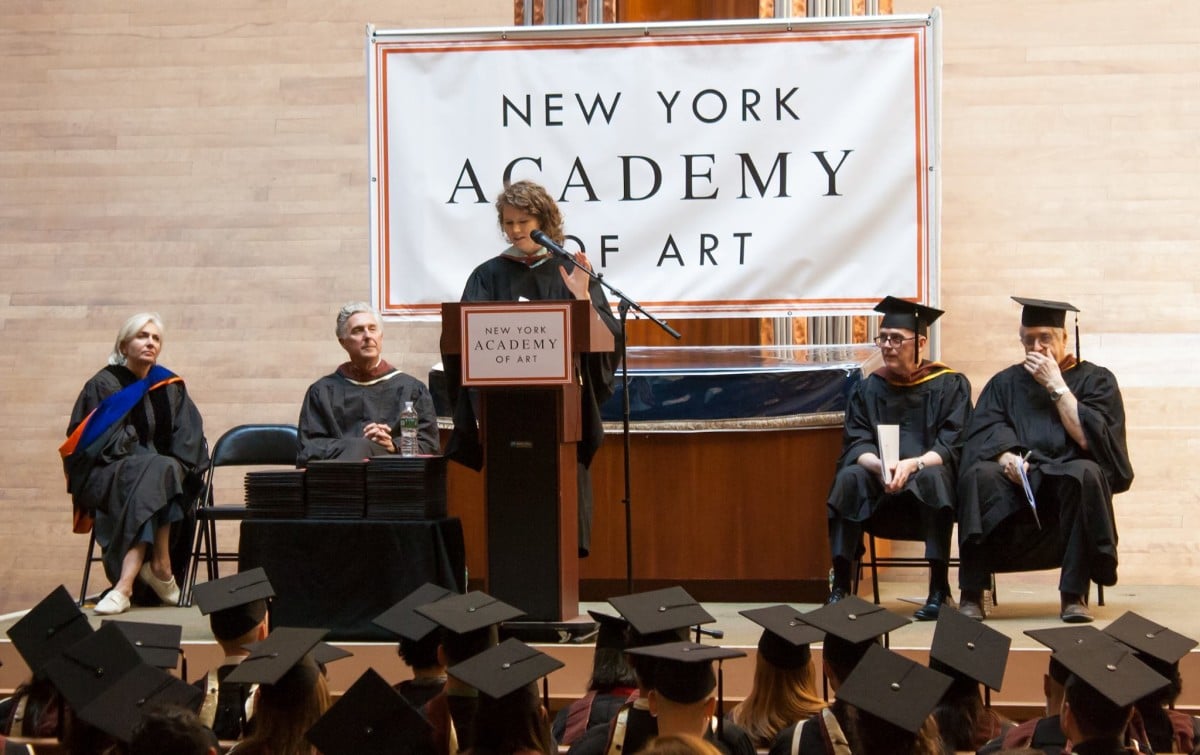 Dana Schutz speaking at the New York Academy of Art. Image: Courtesy of New York Academy of Art.