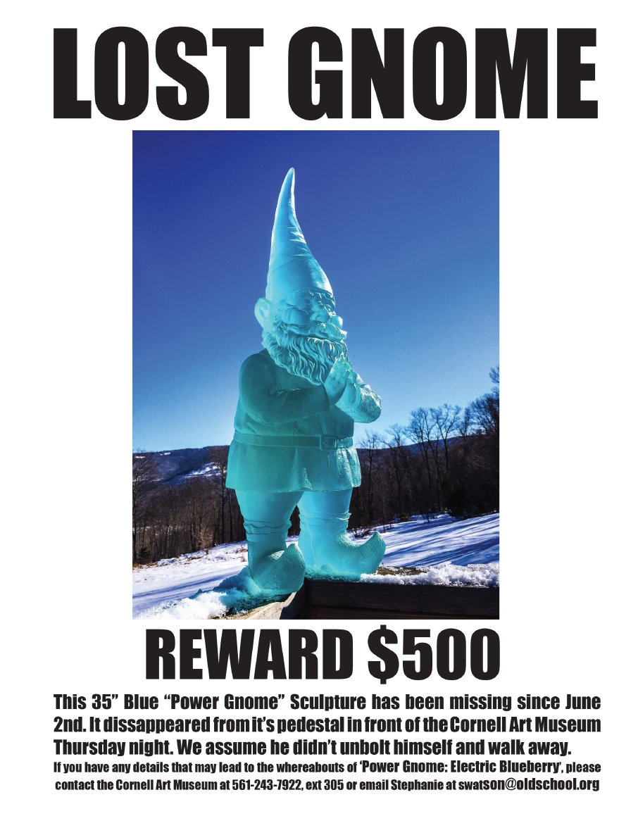 Sam Tufnell's Missing Gnome poster. Courtesy of Sam Tufnell.