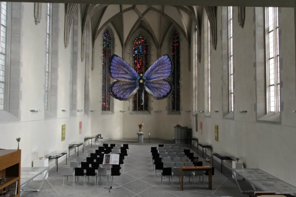 Evgeny Antufiev's joint venture with pastor Martin Rüsch at the Wasserkirche. Courtesy of Manifesta 11, ©Wolfgang Traeger