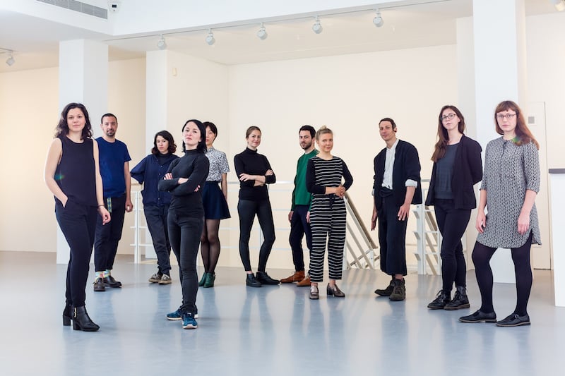 The shortlisted artists for I am NOT tino sehgal. Photo: Benedict Johnson, courtesy Nahmad Projects, London.