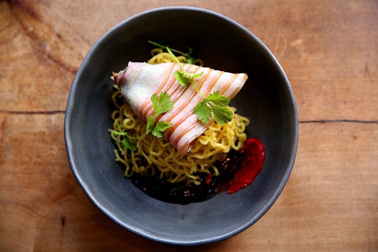 Danny Bowien's Prized Pork Belly dish inspired by the meat-shaped rock. Courtesy of Mission Chinese. 