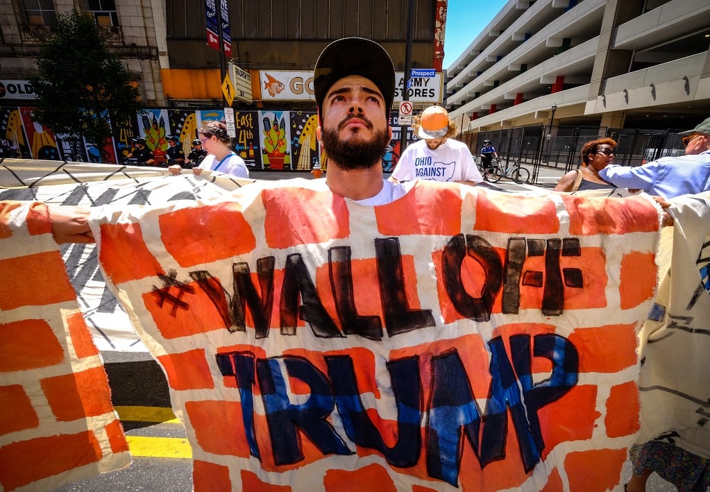 Wall Off Trump protesters at the Republican National Convention. Courtesy Wall Off Trump.