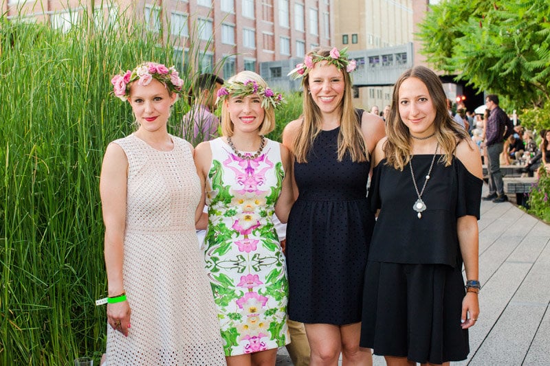 Sara Bailin, Julia Capalino, Emily Bailin Wells, Laura Mintz at the High Line Summer Party. Courtesy of photographer Liz Ligon/the High Line.