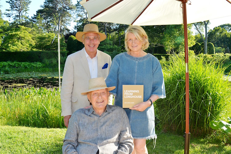 Peter Olsen, Jack Larsen, and Martha Stewart at LongHouse Reserve's Planters: ON+OFF the Ground VIII Event Judged by Martha Stewart. Courtesy of © Patrick McMullan.