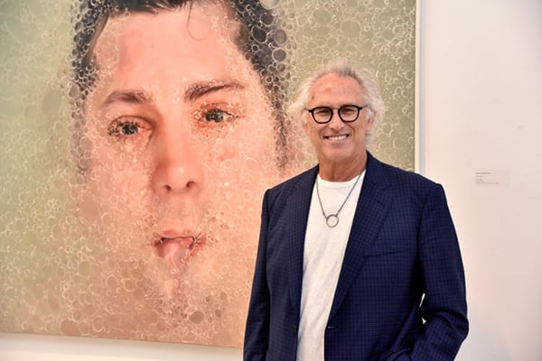 Eric Fischl at the opening reception for "Water|Bodies" at Southampton Arts Center. Courtesy of photographer Jared Siskin, © Patrick McMullan.