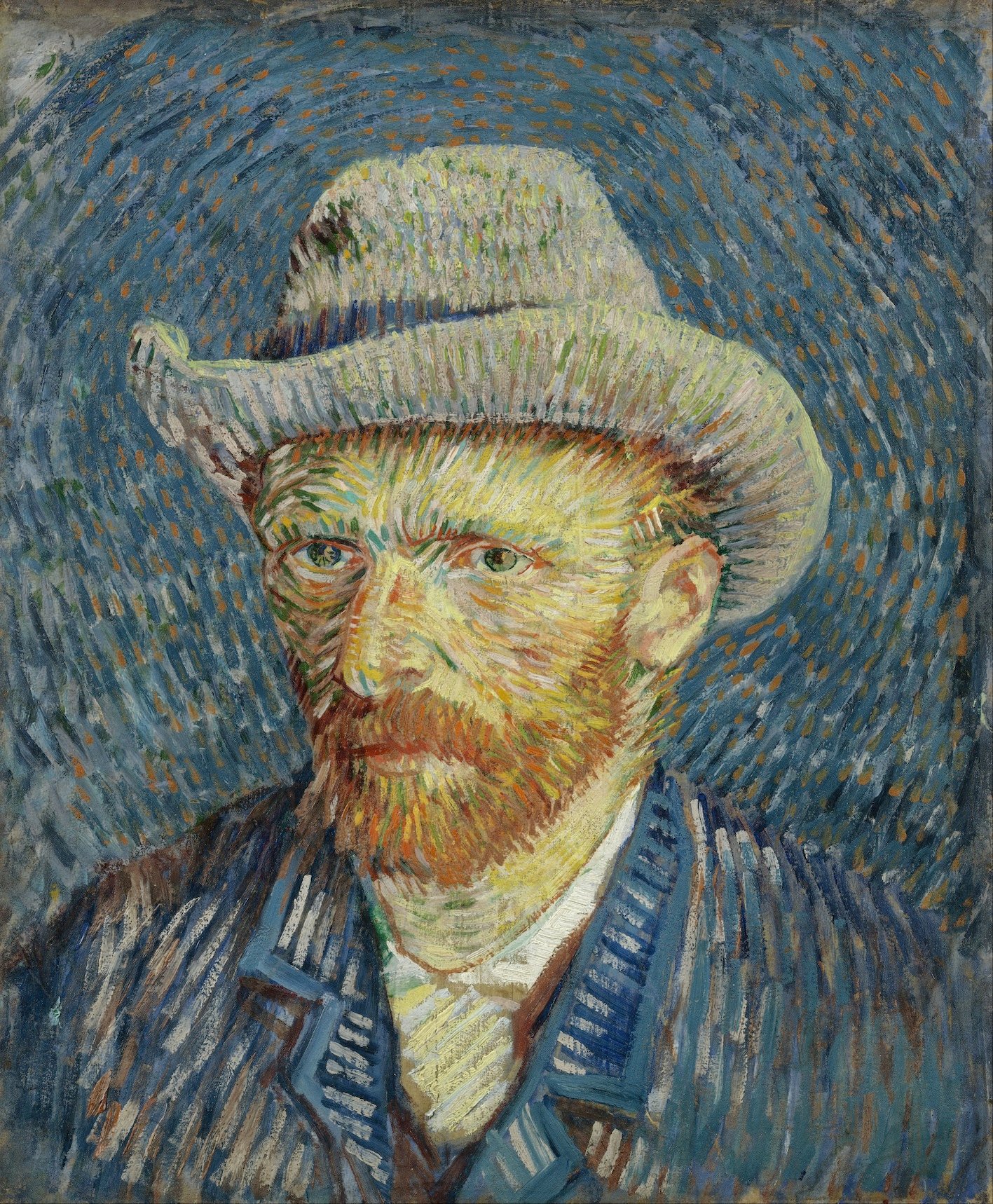 Vincent van Gogh, Self-Portrait with Grey Felt Hat, Paris, 1887 courtesy of Fondation Vincent Van Gogh Arles. 