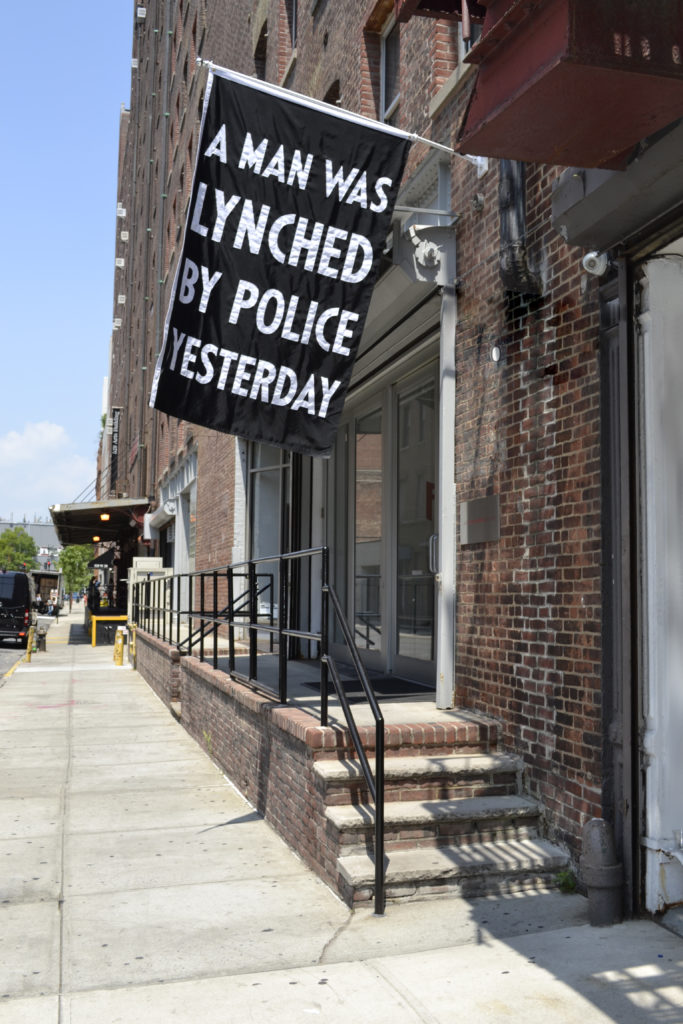 Dread Scott, A Man Was Lynched by Police Yesterday (2015). ©Dread Scott. Courtesy of the artist and Jack Shainman Gallery, New York.