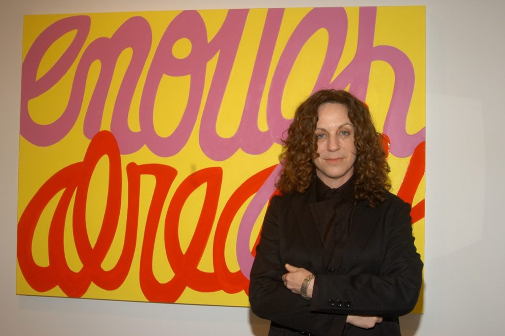Deborah Kass at the Armory Show in 2007. Photo A. Scott/Patrick McMullan.