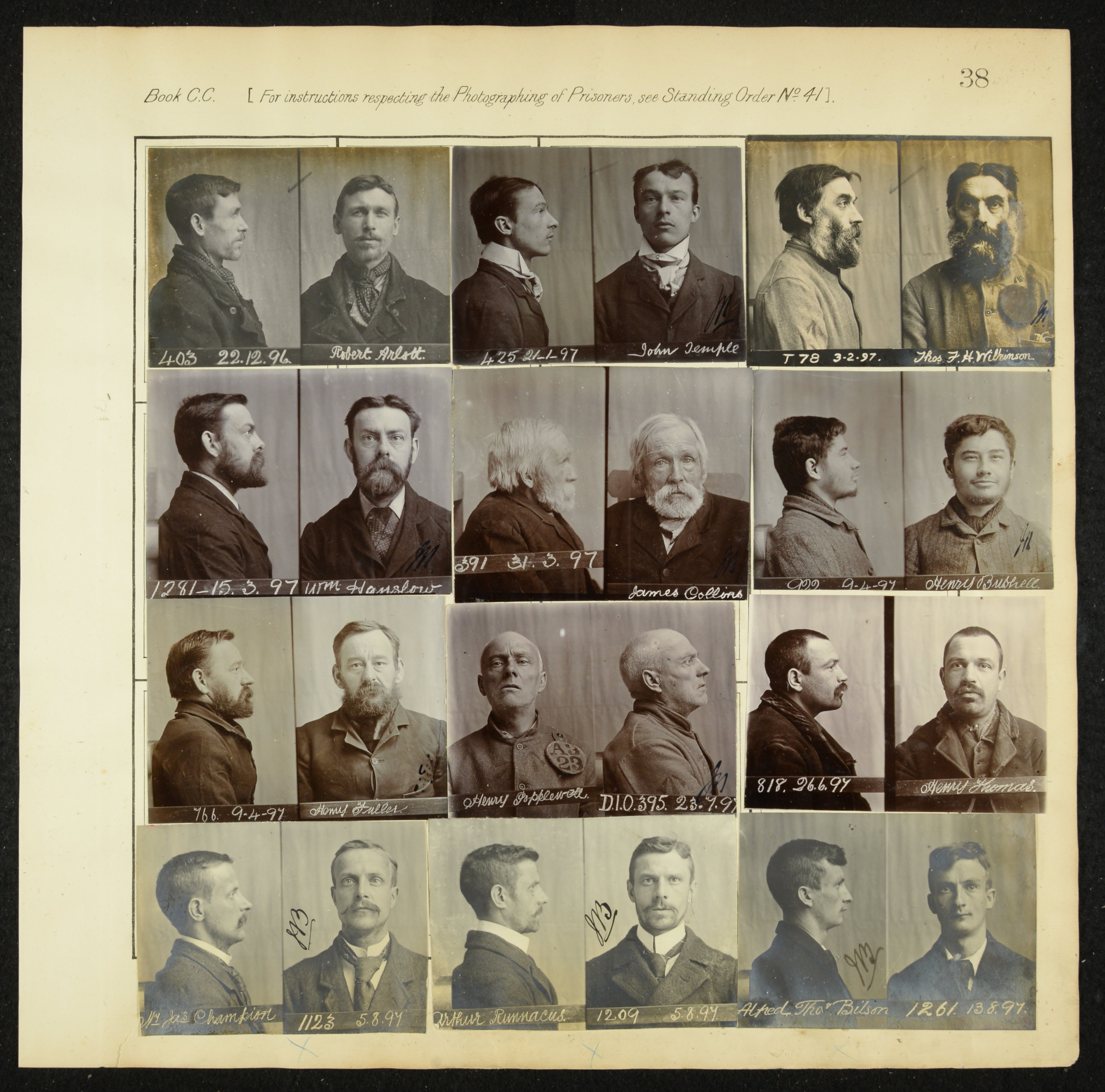 ‘Photographs of prisoners in Reading Gaol before their discharge or transfer.’ Photo © Berkshire Record Office, courtesy Artangel. 