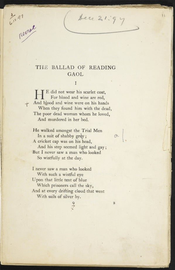 The Ballad of Reading Goal Manuscript Source: The British Library © The British Library Board, courtesy Artangel. 