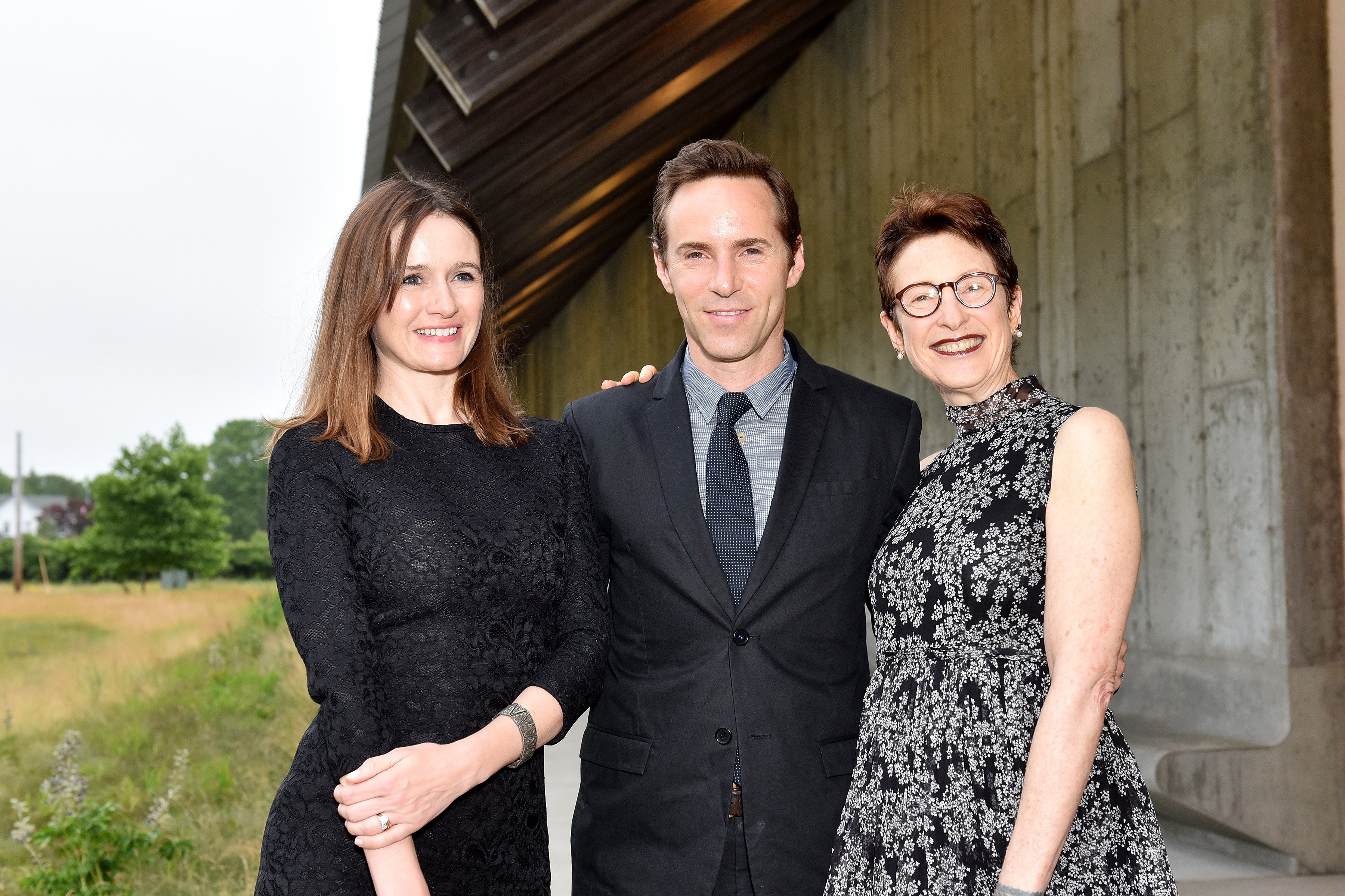 Emily Mortimer, Alessandro Nivola, Terrie Sultan at the Midsummer Party 2016 at the Parrish Art Museum. Courtesy of Patrick McMullan.
