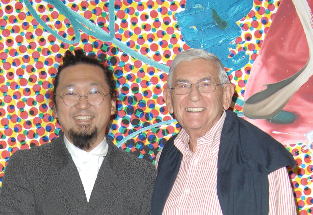 Takashi Murakami with Broad Museum cofounder and Los Angeles County Museum of Art lifetime trustee Eli Broad. Photo: DAVID CROTTY/patrickmcmullan.com