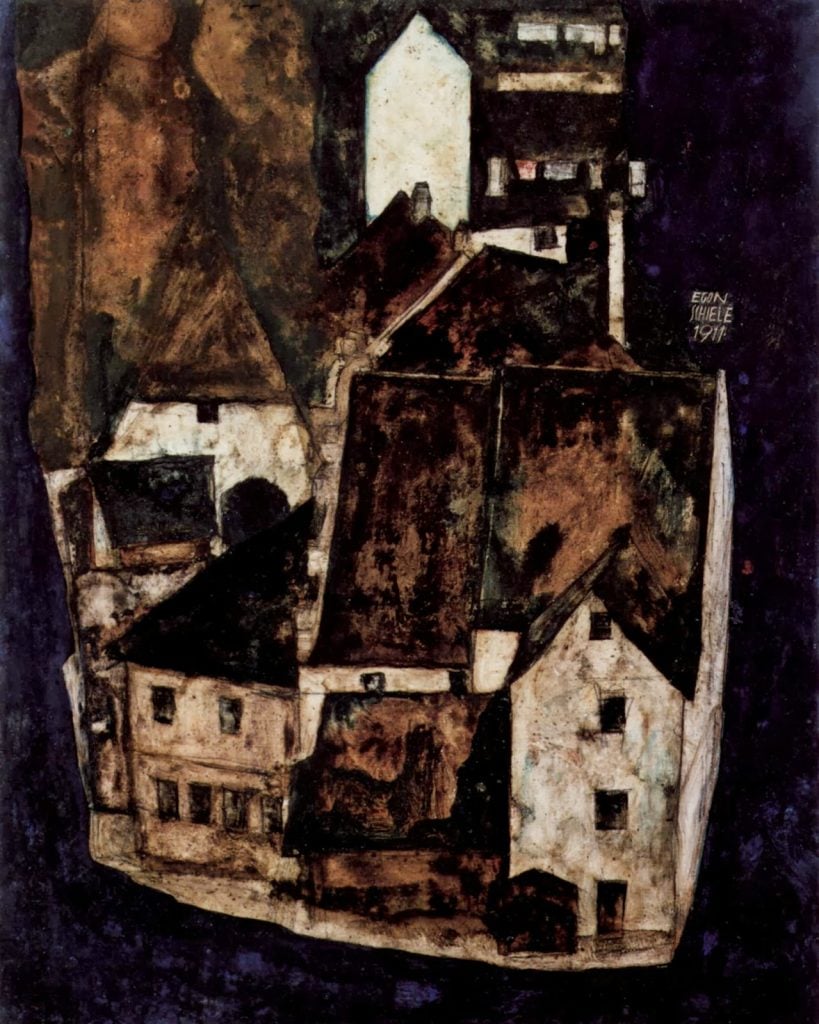 A work from Egon Schiele’s "Tote Stadt" series, similar to this one, <em>Dead City III</em>, is among the missing artworks. Collection of the Leopold Wien. 