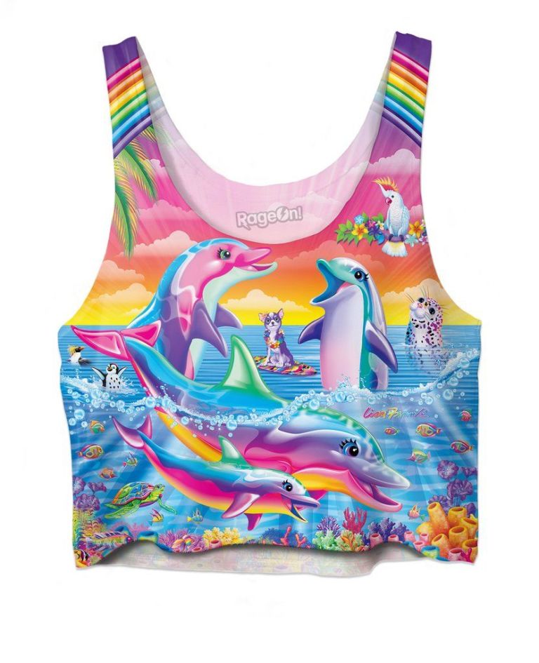 Lisa Frank is selling this dolphin crop top for $34.99. Courtesy RageOn!