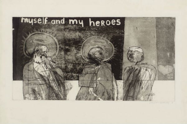  David Hockney <i>Myself and My Heroes </i> (1962). (c) David Hockney. Photo courtesy Tate.