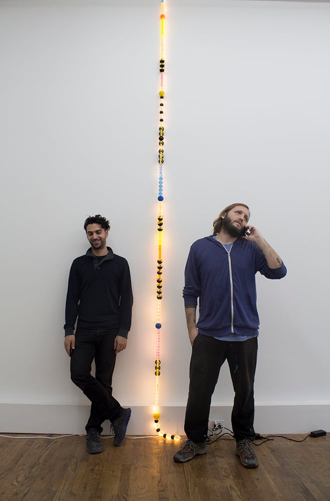 Jesse Greenberg and MacGregor Harp with an artwork by Jessie Stead. Photo courtesy 247365.