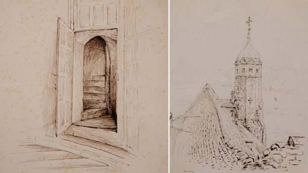 Two of the newly-discovered Beatrix Potter drawings. Courtesy of the National Trust.